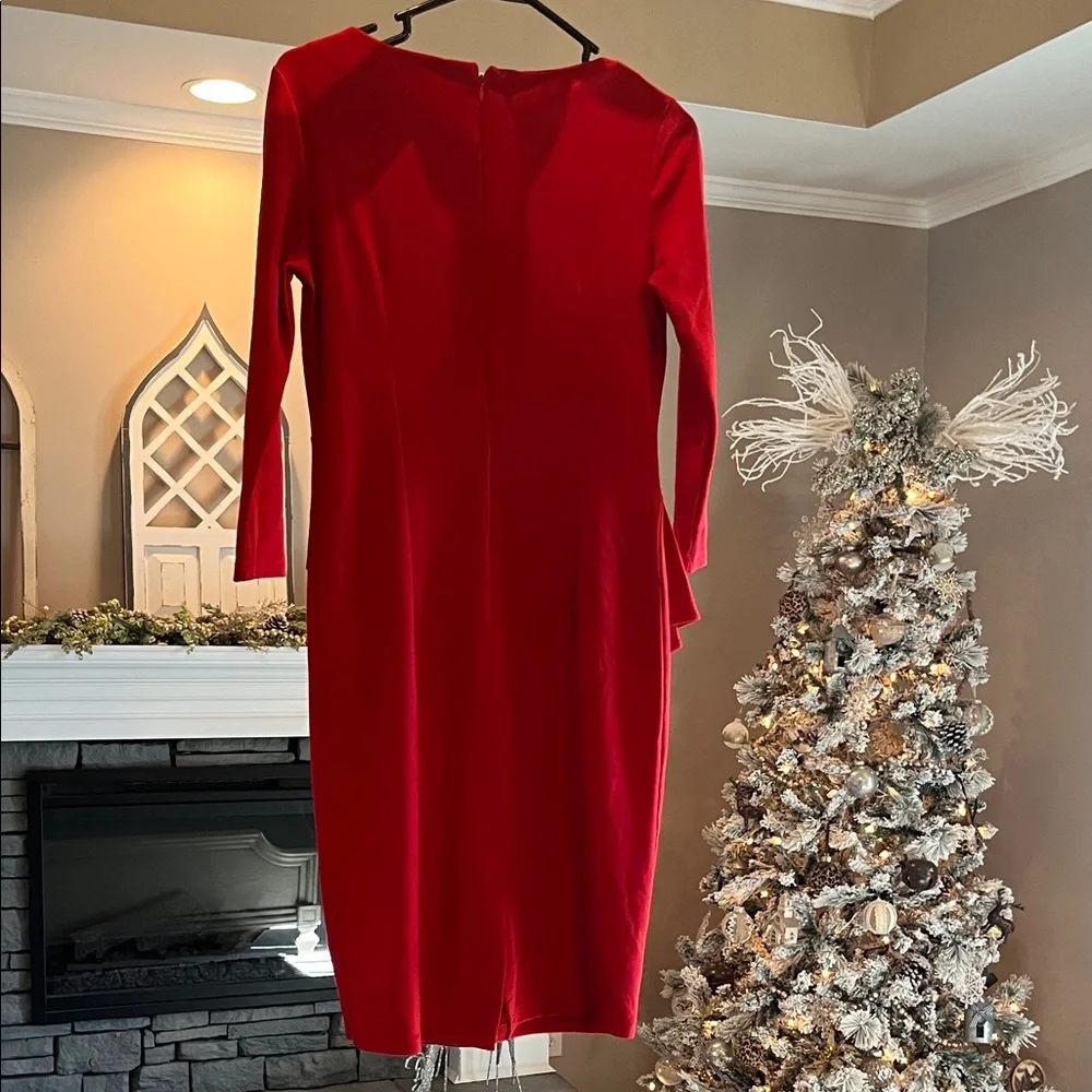 Chic Red Long Sleeve Dress - Lady in RED - Picture 3 of 4